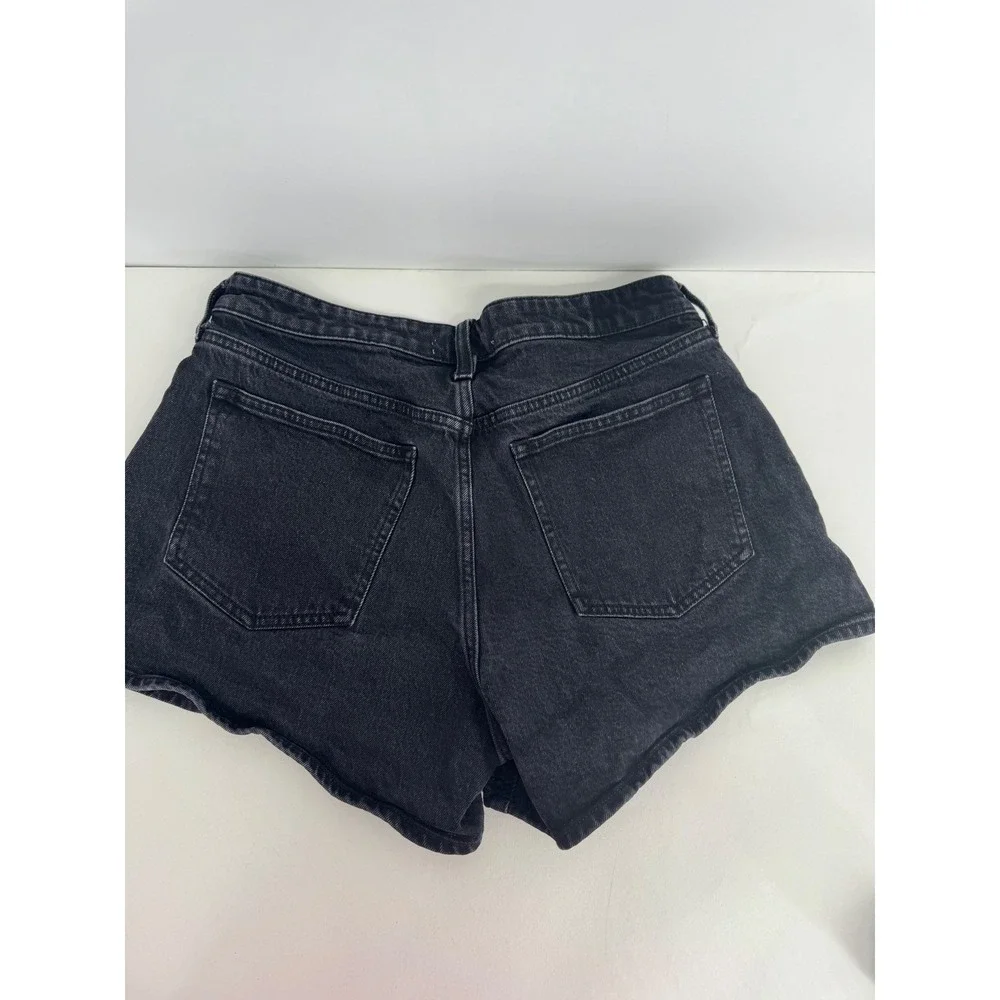 Abercrombie & Fitch A Line Shorts Mid Rise Denim Sz 30 Black Cutoffs Curve Love